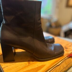 Classic Brown Leather Heeled Boots